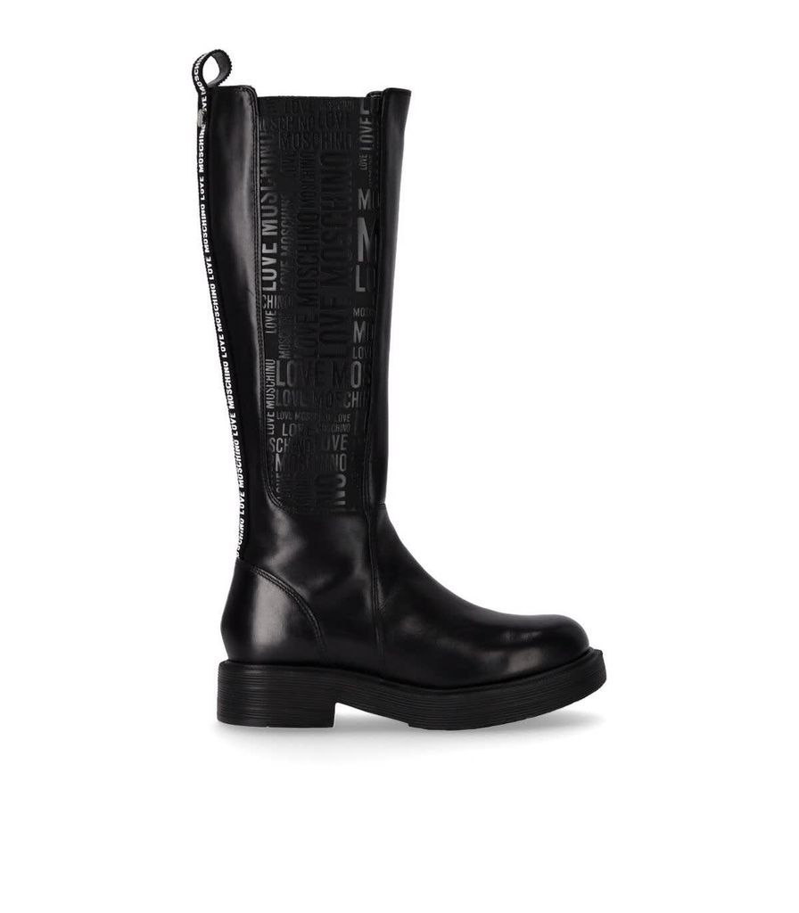 Black High Boot With Logo