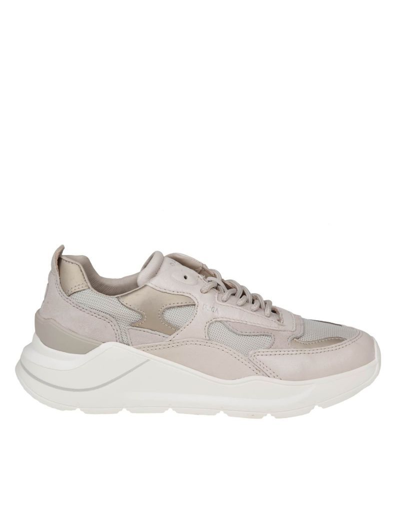 Fuga Mono Sneakers In Leather And Ivory Color Fabric