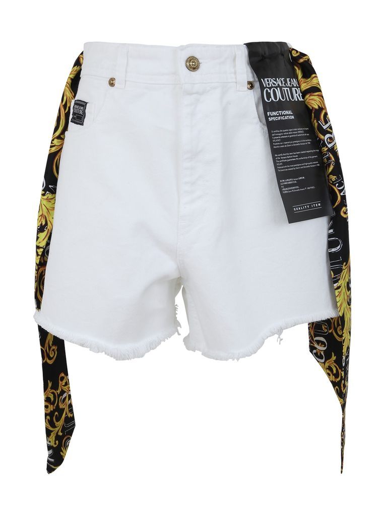 Denim Logo Shorts With Foulard Belt