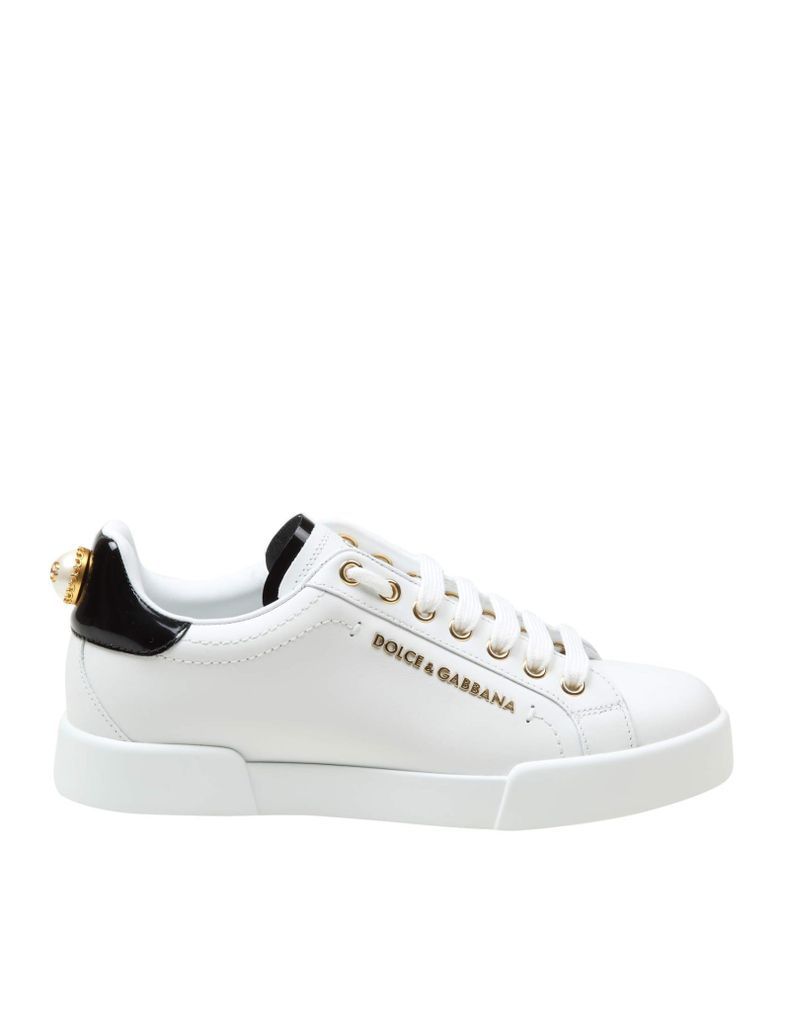 Leather Sneakers With Pearl