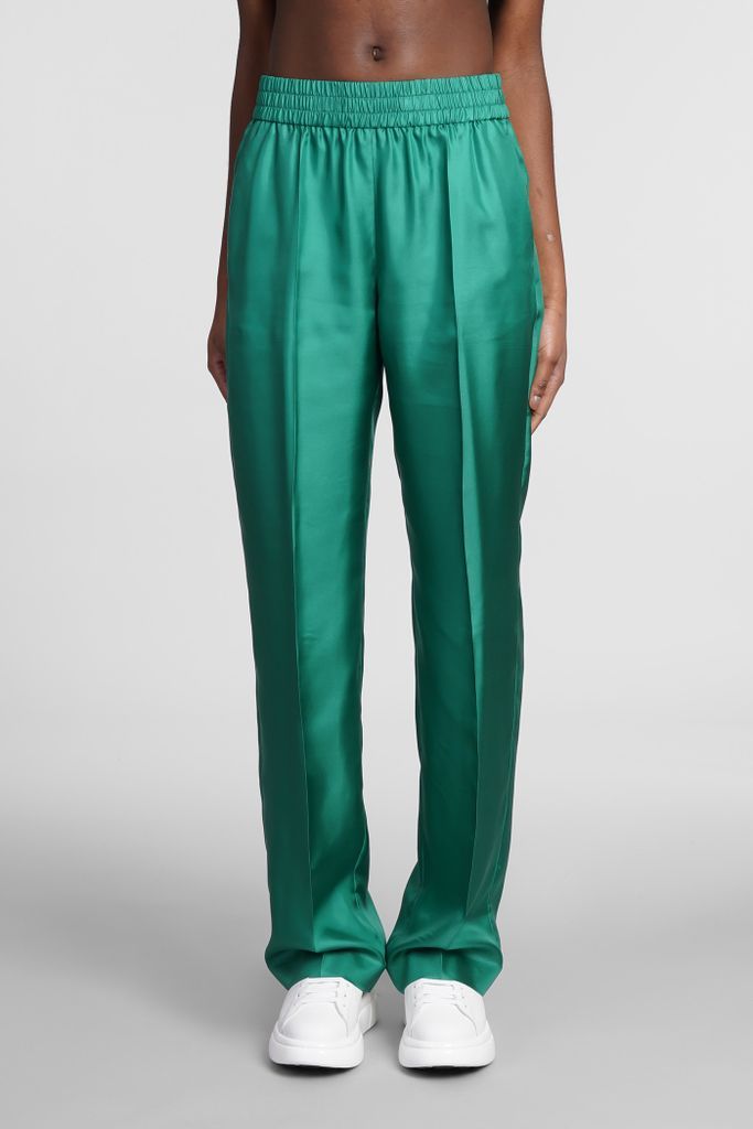 Pants In Green Synthetic Fibers
