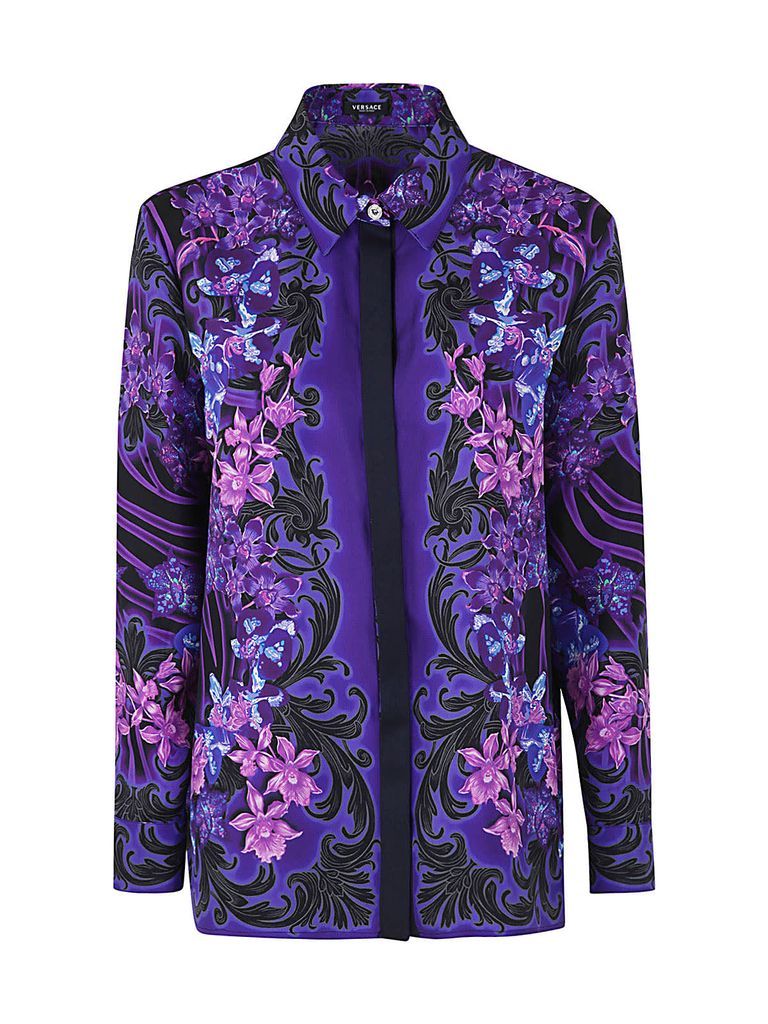 Silk Twill Orchids Print Formal Shirt