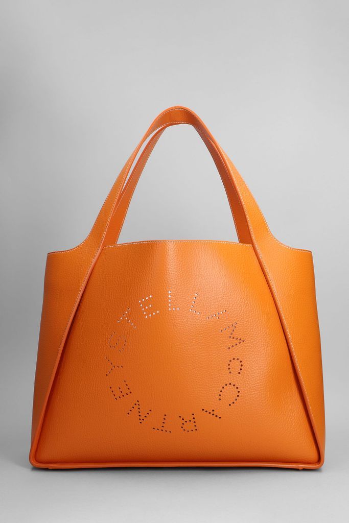 Tote In Orange Faux Leather