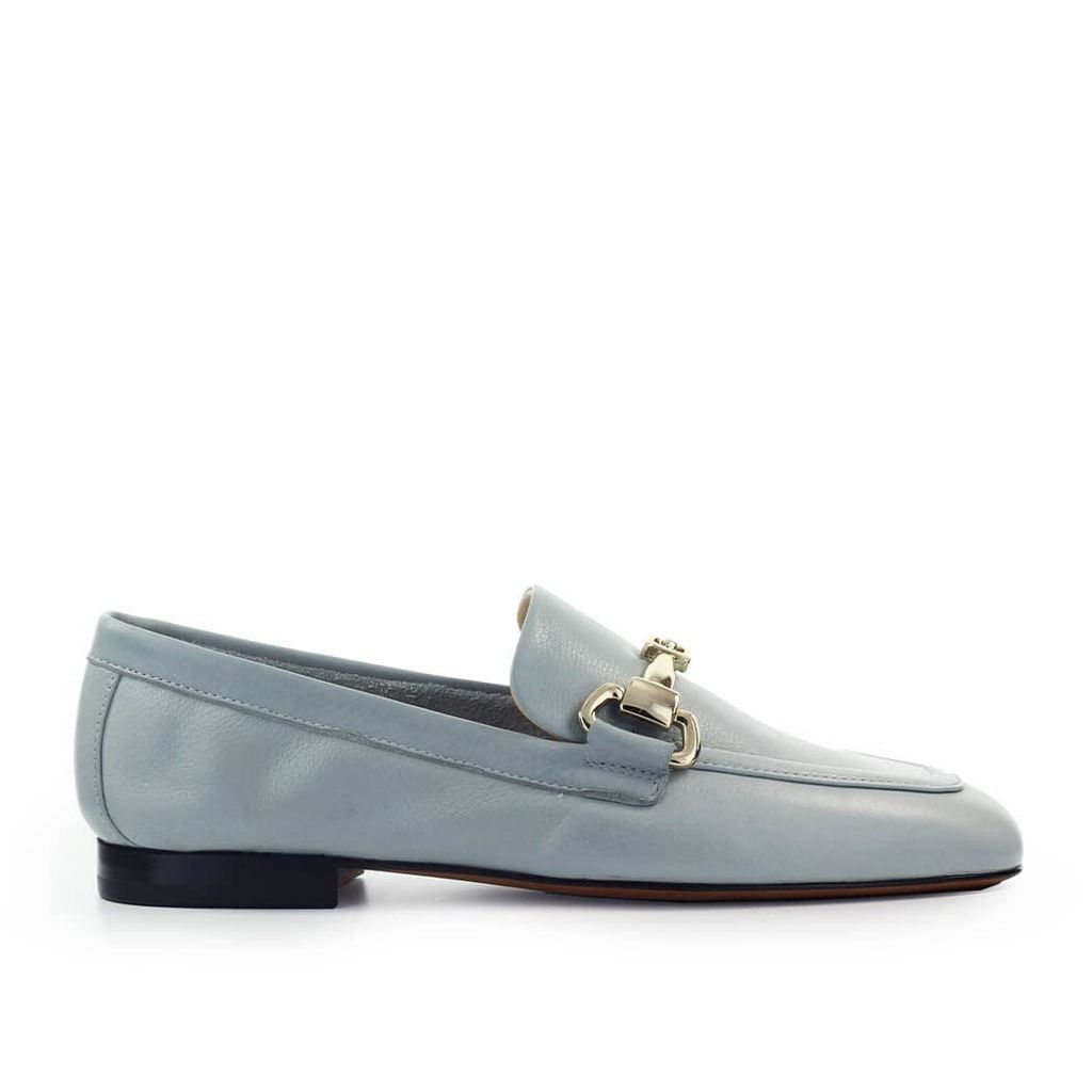 Doucals Light Blue Loafer With Gold Logo