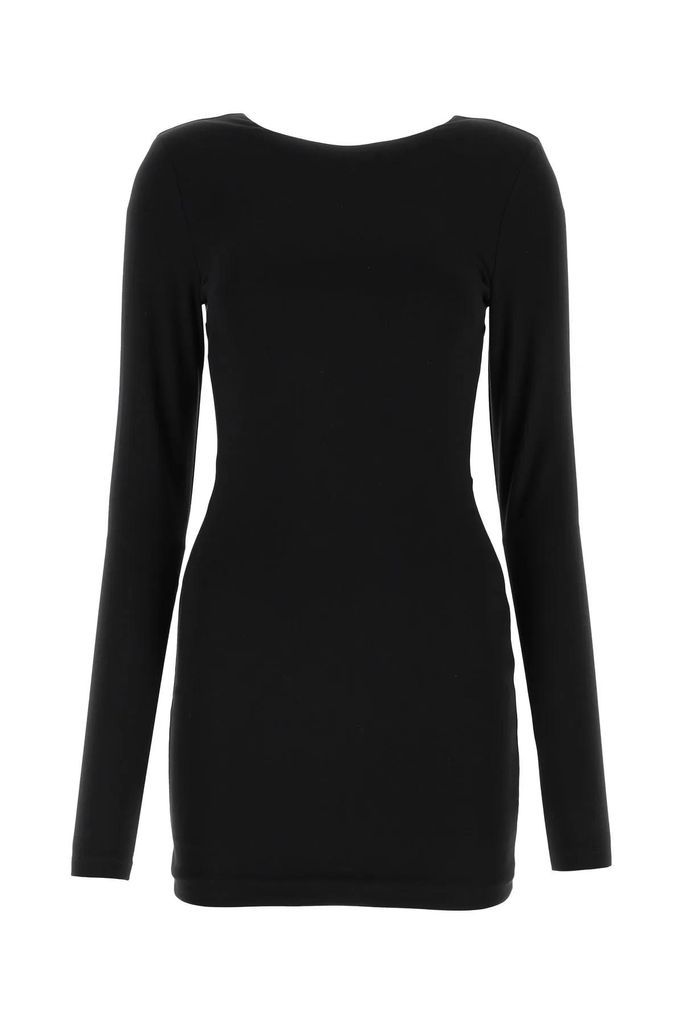 Black Stretch Viscose Blend Mini Dress