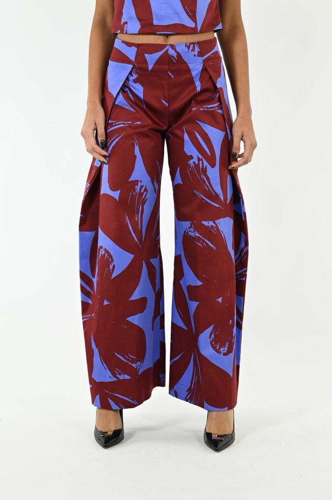 Cotton Satin Flared Trousers