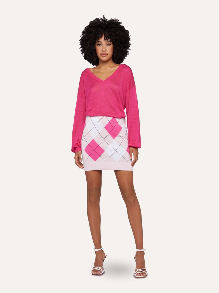 Argyle Intarsia Cotton Mini Skirt