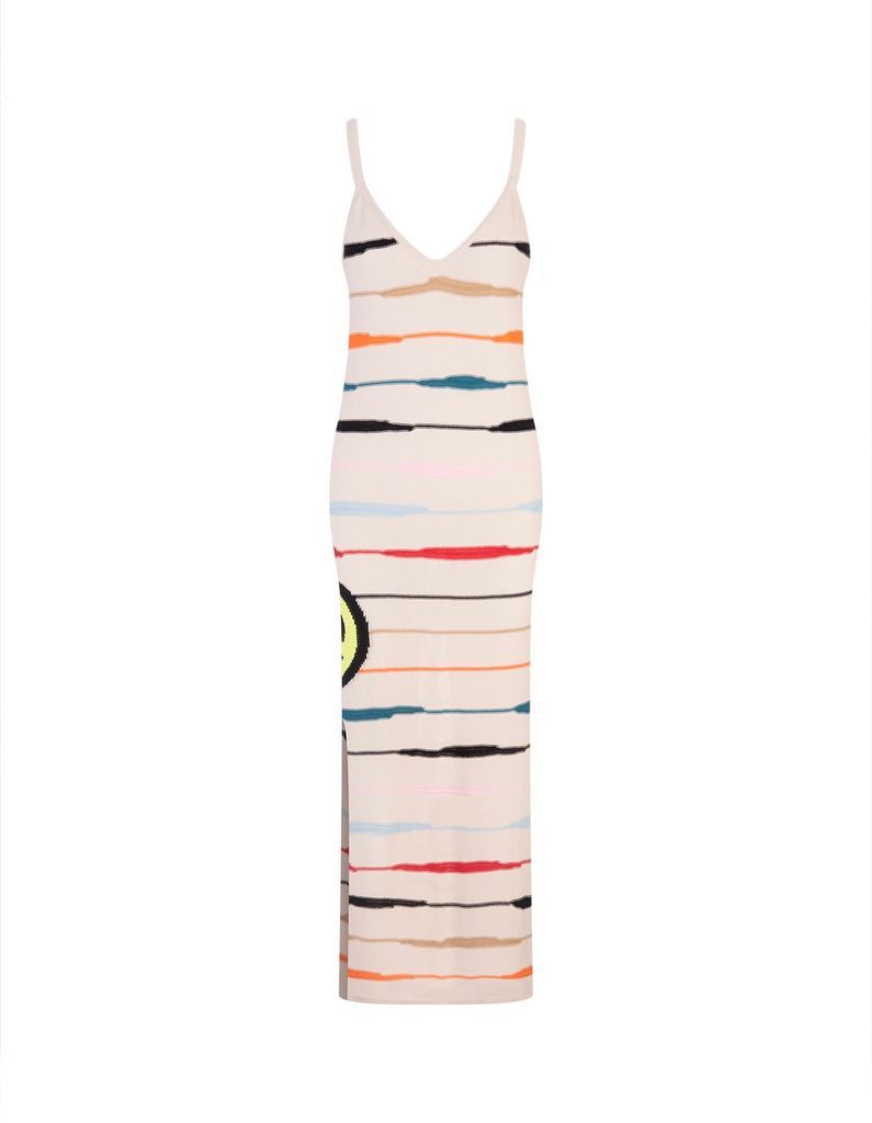 Butter Long Dress With Logo And Multicoloured Stripes