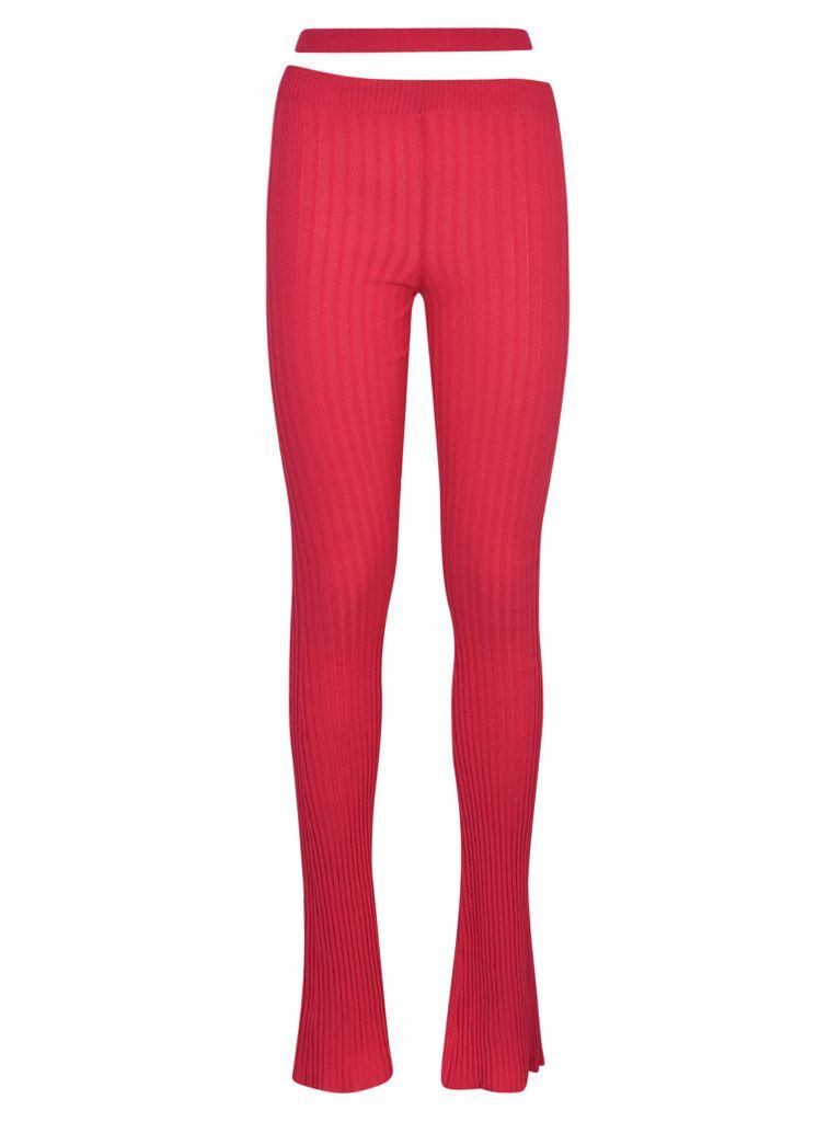 Ribbed Knit Flare Trousers