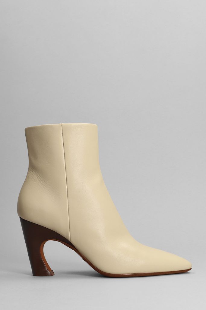 Oli High Heels Ankle Boots In Beige Leather