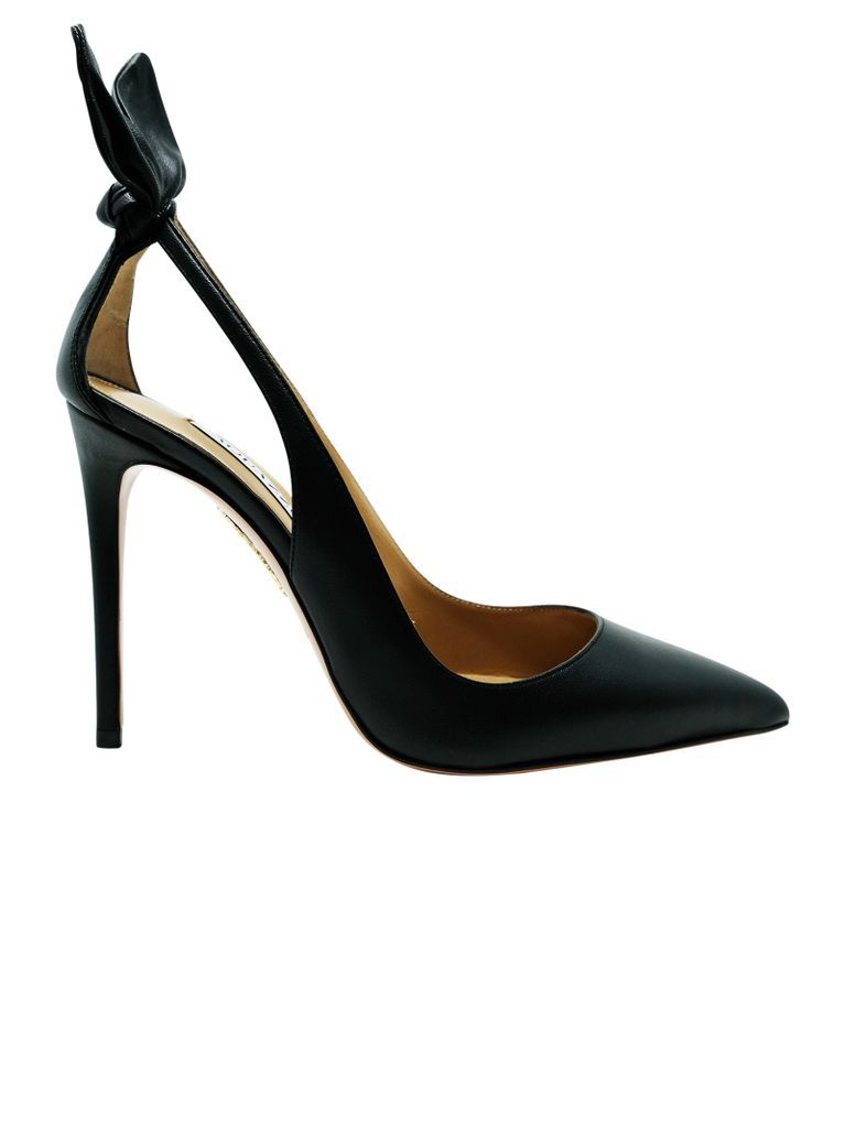 Black Leather Bow Tie Pump 105 Pumps