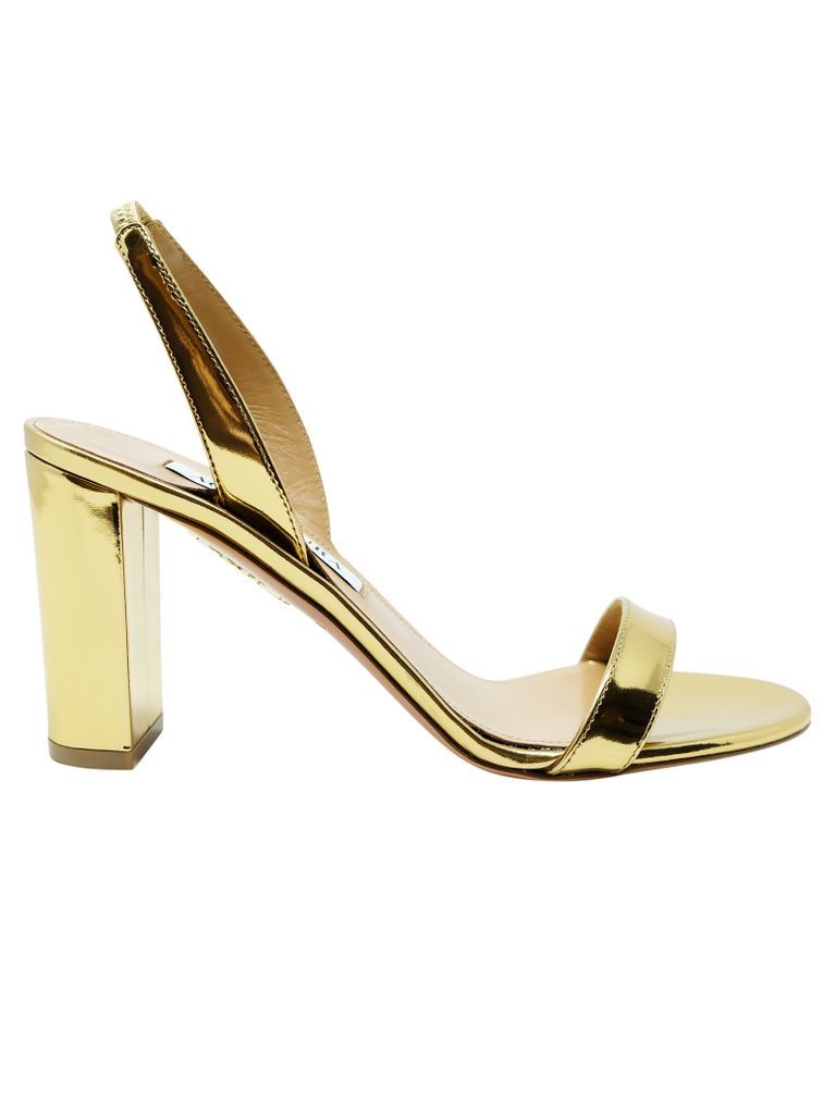 Gold Leather So Nude Block Sandal 85