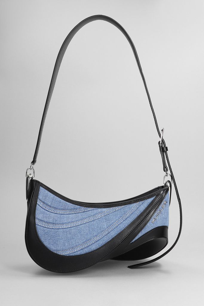 Medium Shoulder Bag In Blue Cotton
