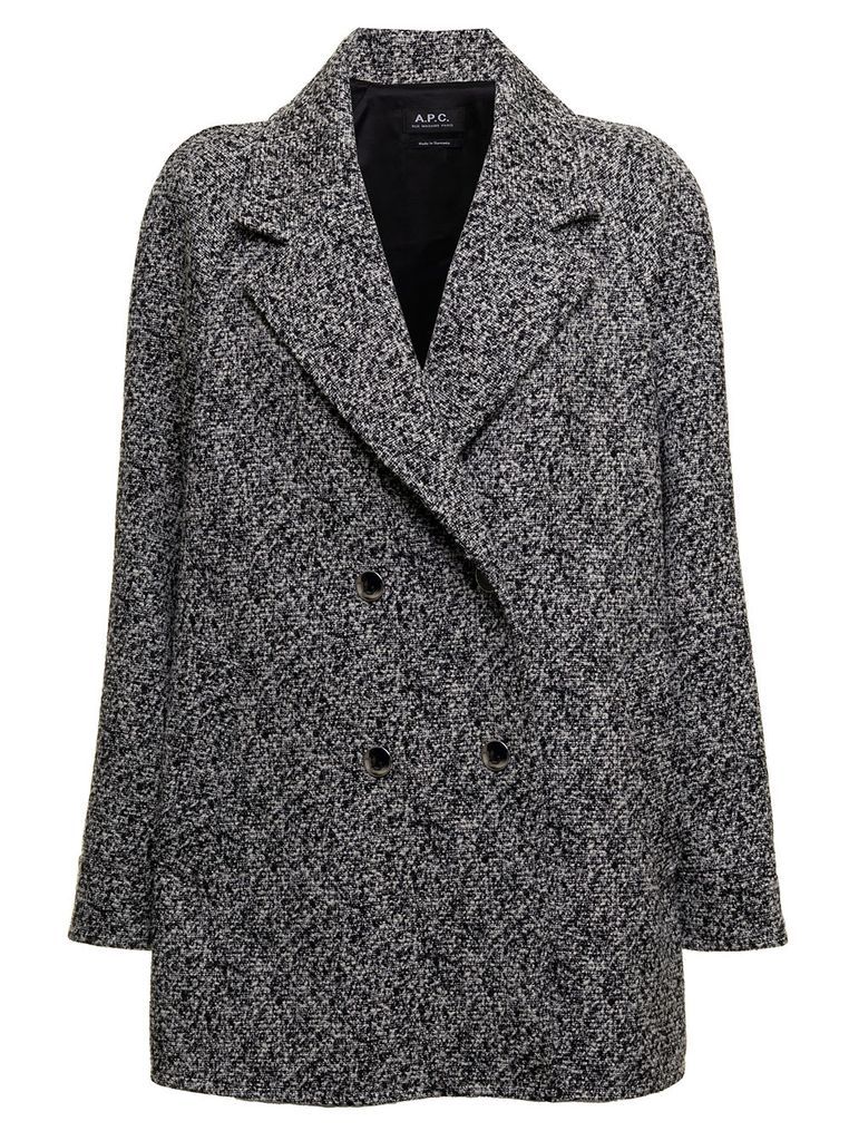 A.p.c Womans Double-Breasted Grey Cotton Blend Coat