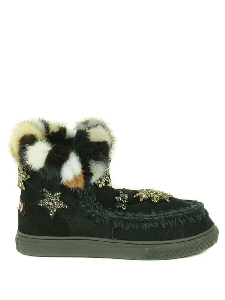 Eskimo Sneaker Star Patch-Mink Suede Ankle Boots
