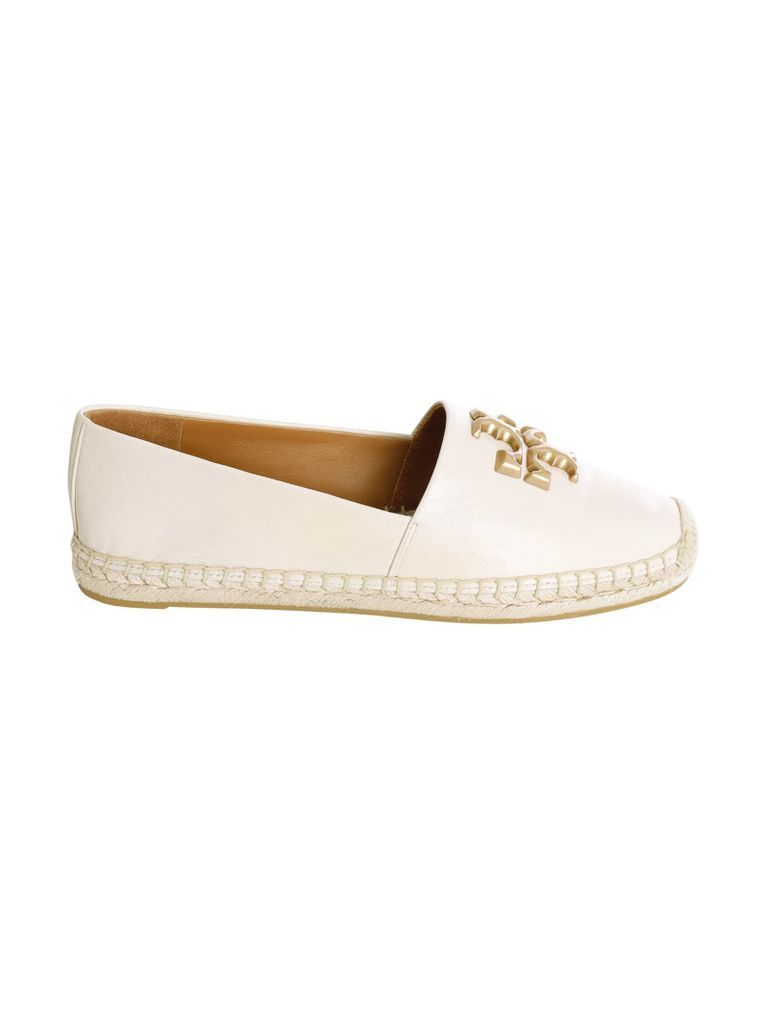 Gold Logo Leather Flat Shoes