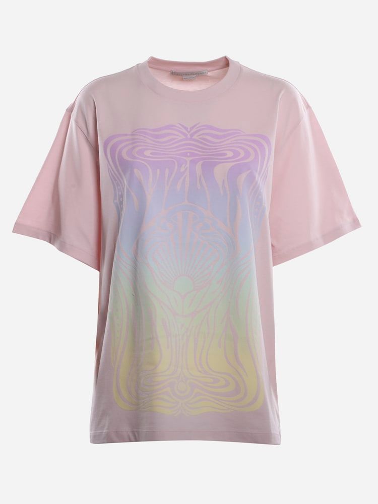 Cotton T-Shirt With All-Over Fluid Print
