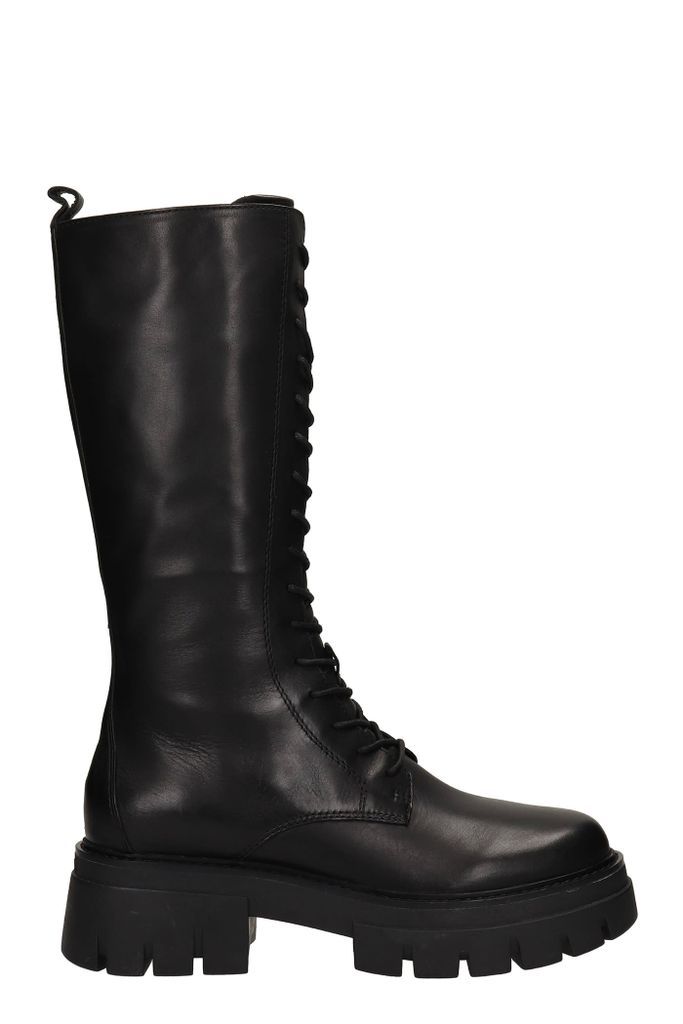 Lullaby Combat Boots In Black Leather