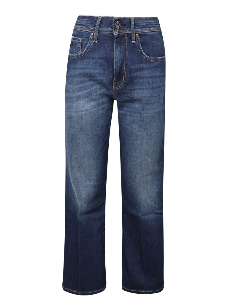 Mid-Rise Flared Cropped Jeans