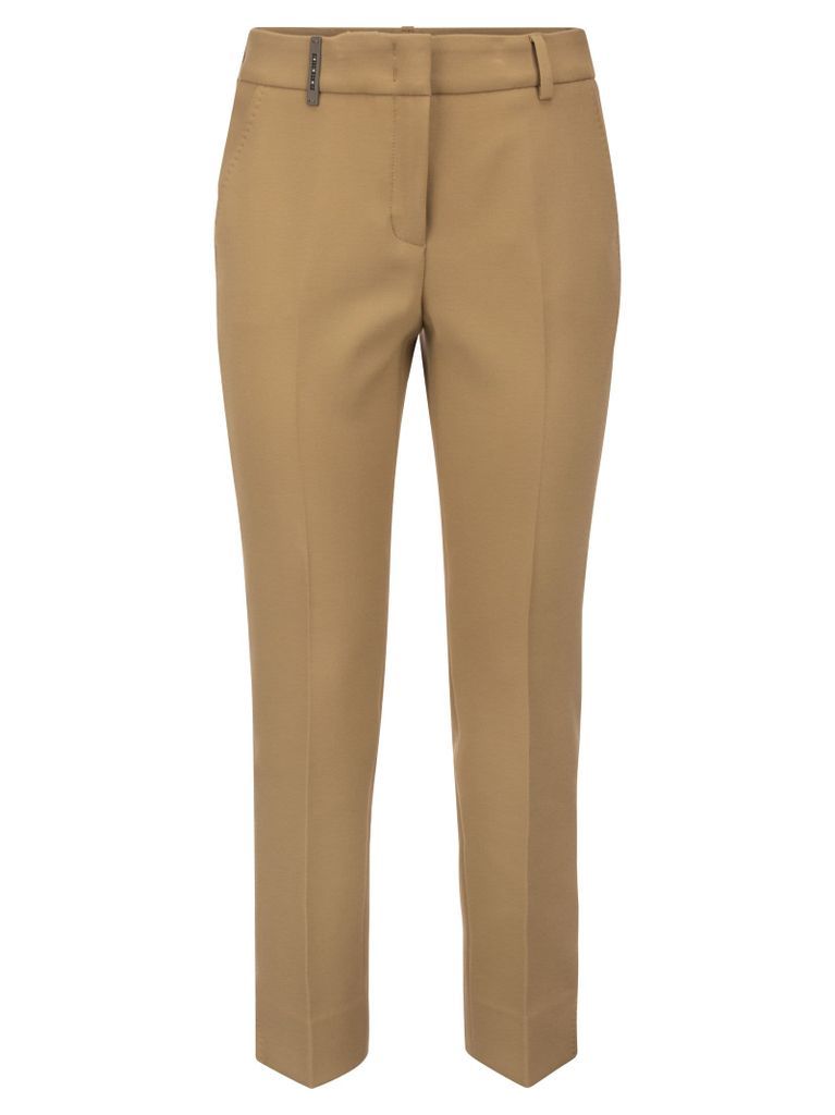 Trousers With Slits In Stretch Viscose Canvas