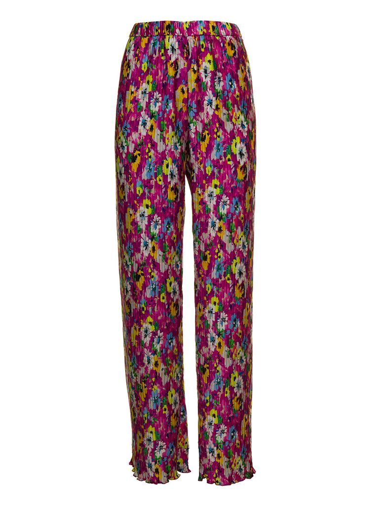 Womans Multicolor Floral Pleated Pants