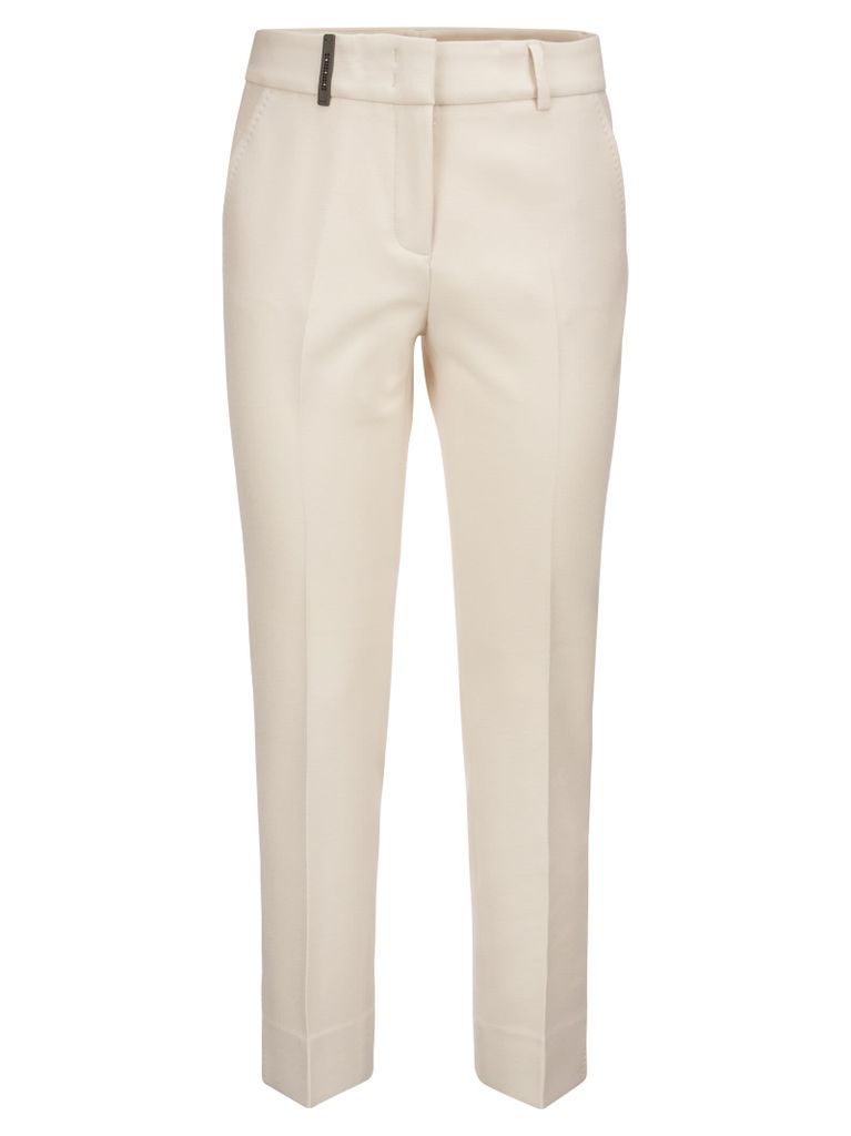Trousers With Slits In Stretch Viscose Canvas