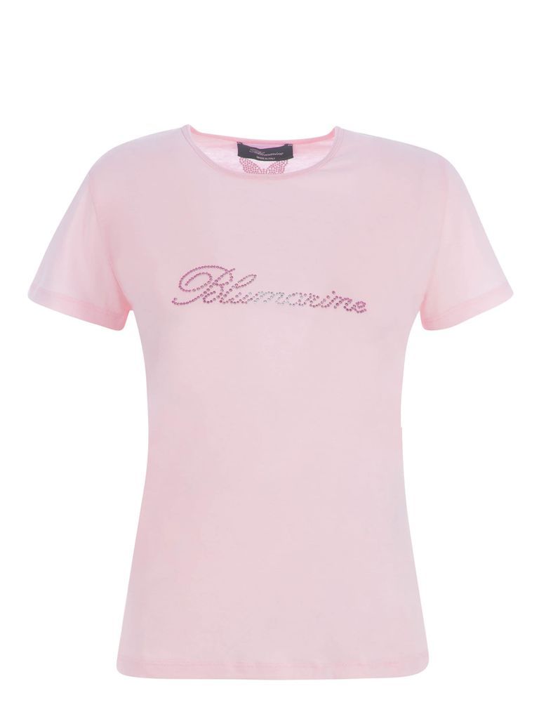 T-Shirt Blumarine Logo In Cotone