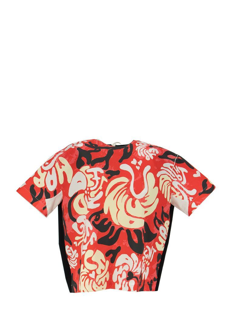 Tropical Flower Print Jersey T-Shirt