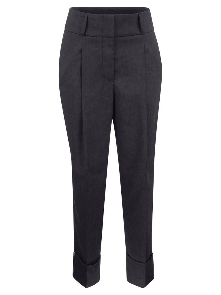 Wool And Linen Pleated Trousers