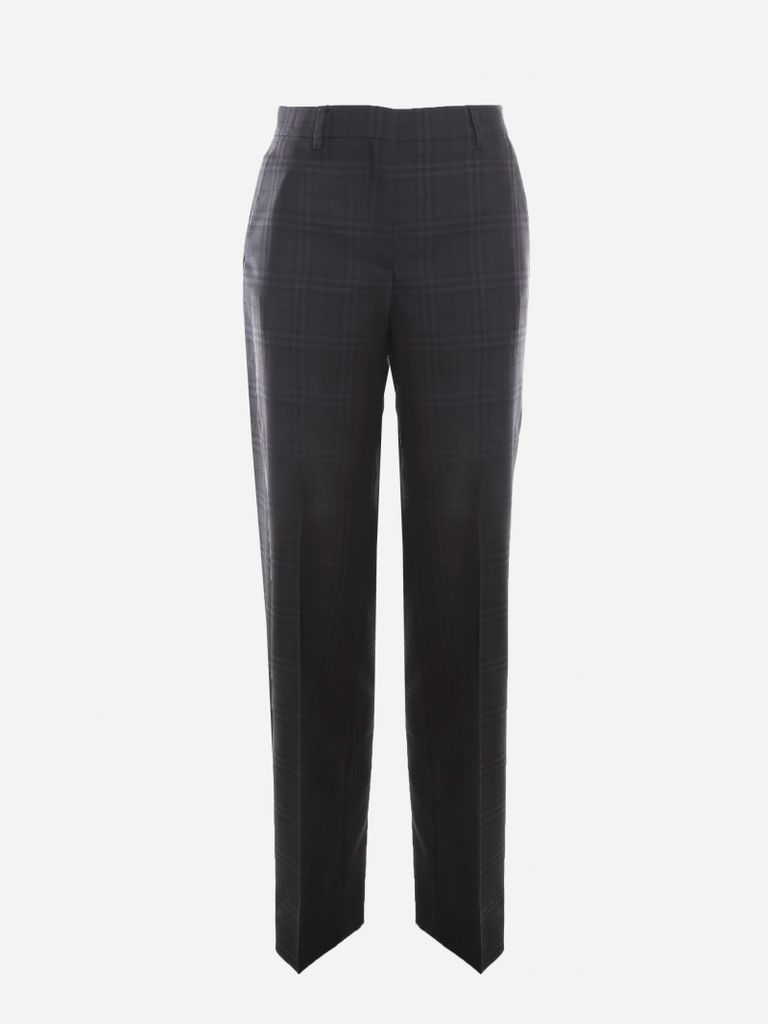 Wool Trousers With All-Over Check Motif