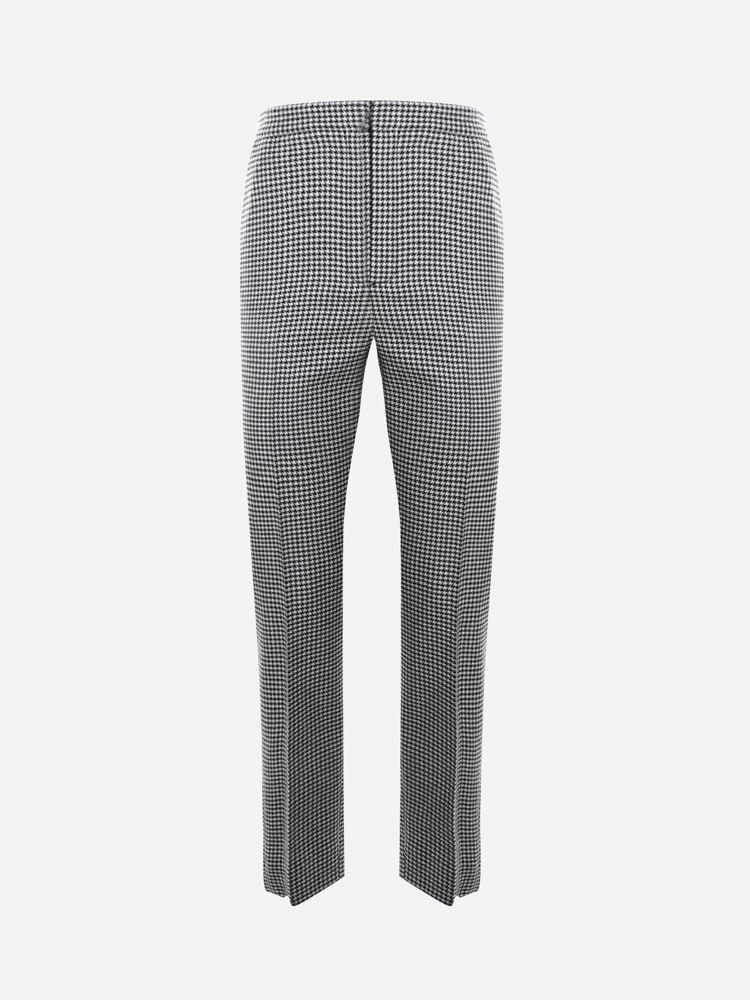 Wool Trousers With All-Over Houndstooth Motif