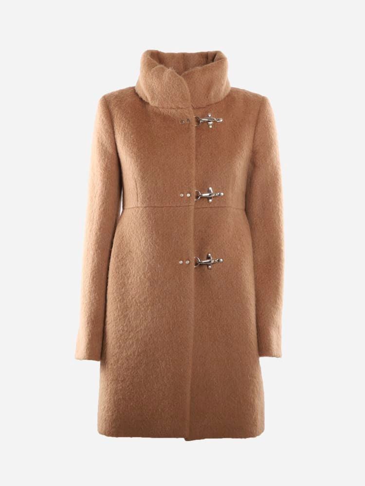 Velor Effect Wool Blend Coat