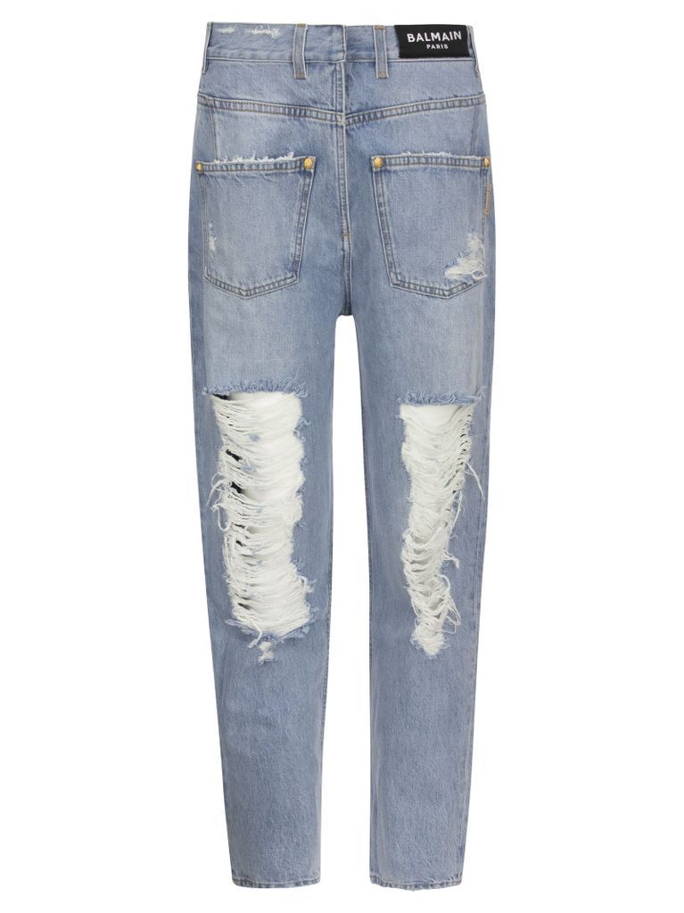 Used-Effect Reversed Jeans