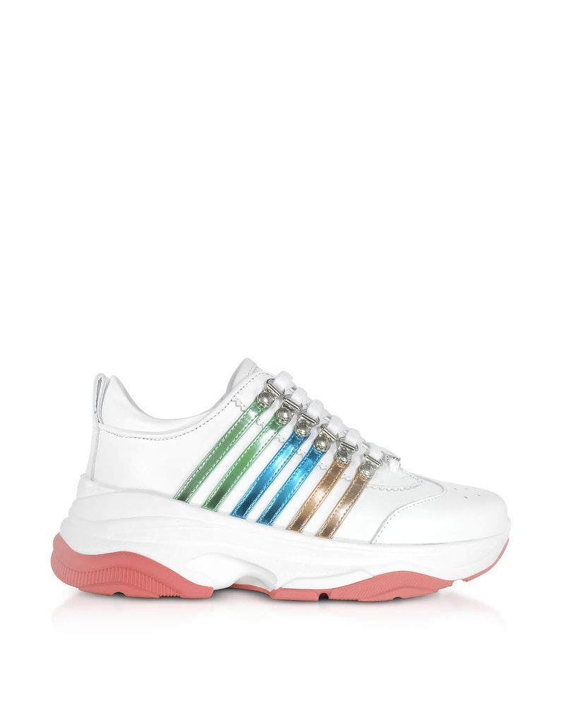 Bumpy 551 Womens White Green & Blue Calf Leather Sneakers
