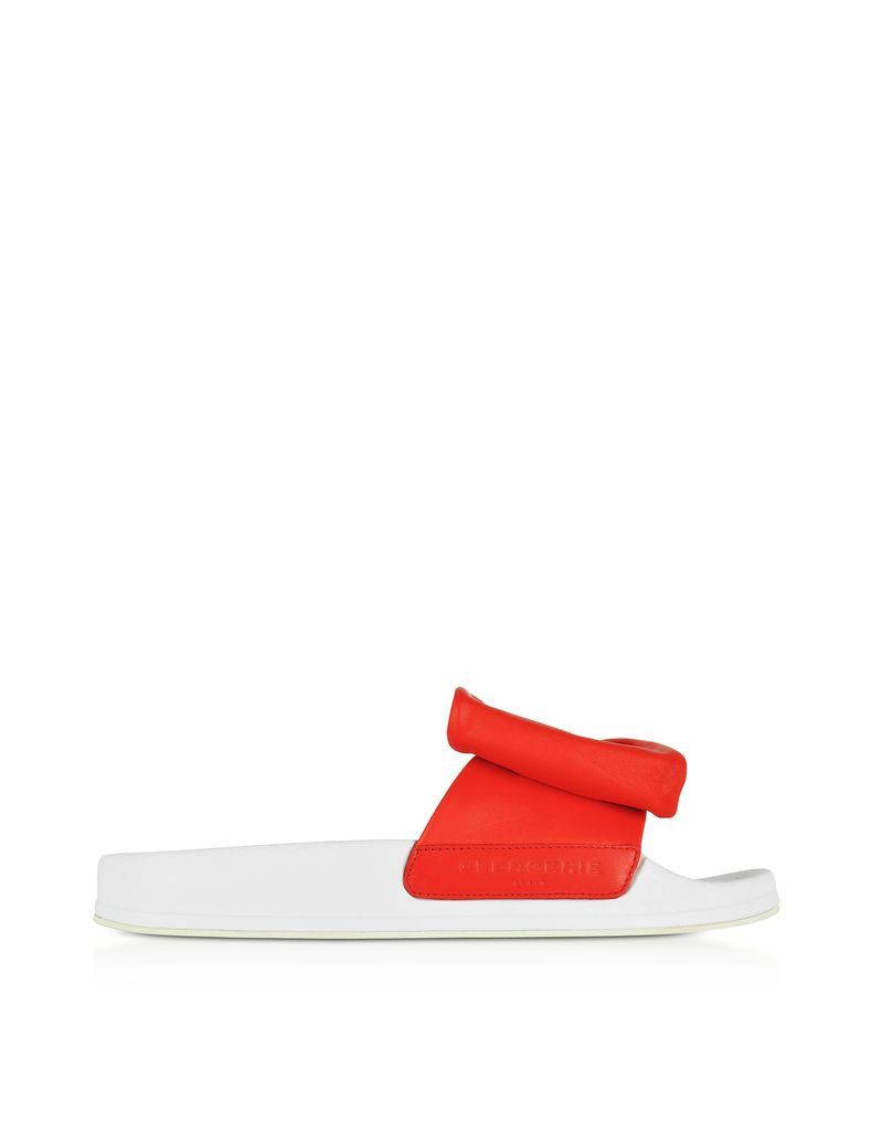 Wendy Blood Orange Leather Slide Sandals W/white Sole