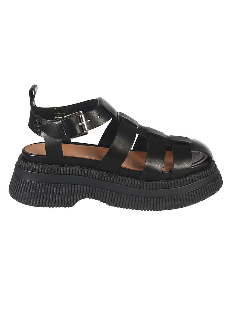 Side Buckled High-Sole Sandals