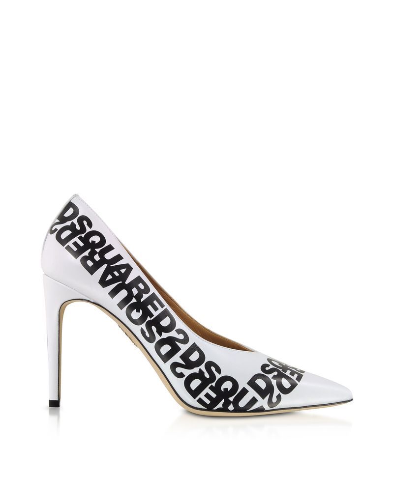 White Dsquared2 Printed Calf Leather Pumps