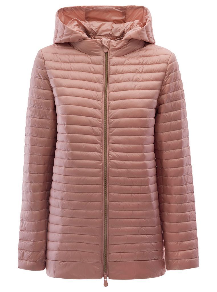 Alima Pink Hooded Padded Jacket With Zip Fastening In Nylon Woman