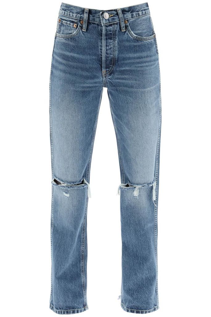 90S High Rise Loose Destroyed Denim