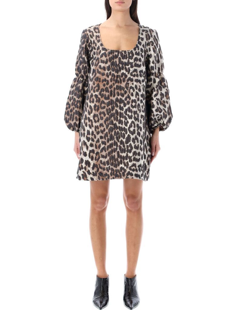 3D Leopard Jacquard Mini Dress