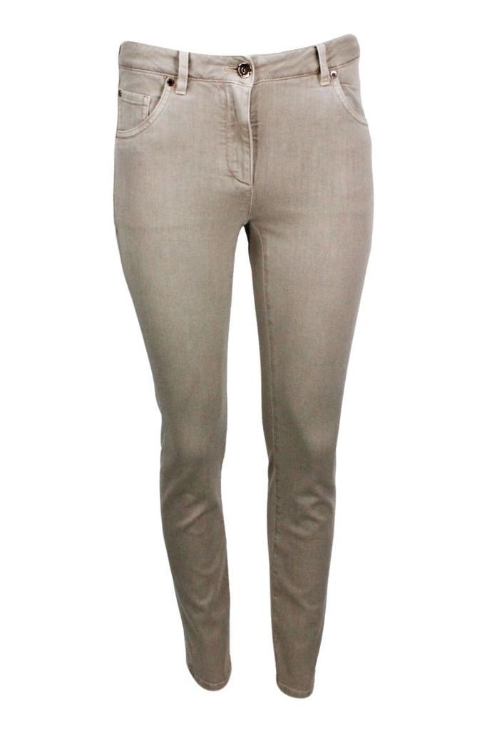 5-Pocket Trousers In Stretch Cotton Drill With Jewel On The Back Pocket