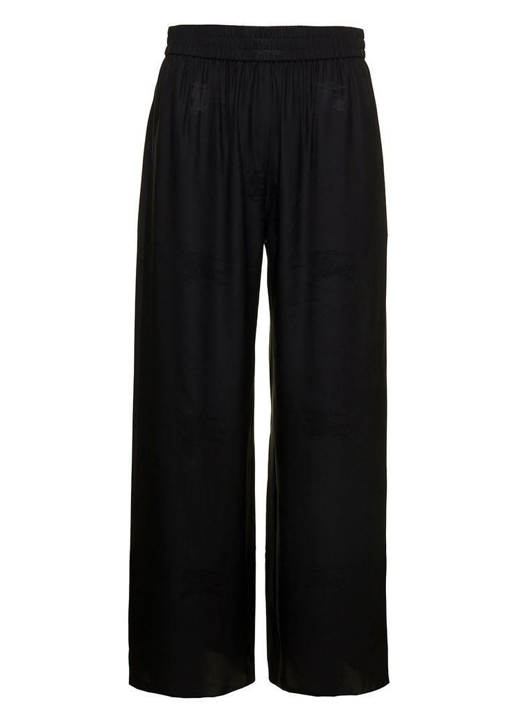 Alex Black Loose Pants With Jacquard Equestrian Knight In Silk Woman