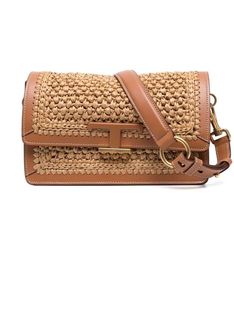 Bag In Raffia With Leather Inserts