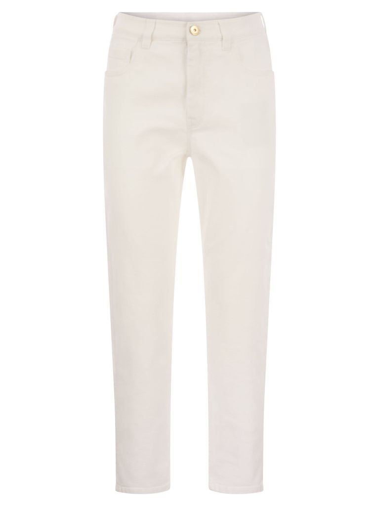 Baggy Trousers In Garment-Dyed Comfort Denim With Shiny Tab