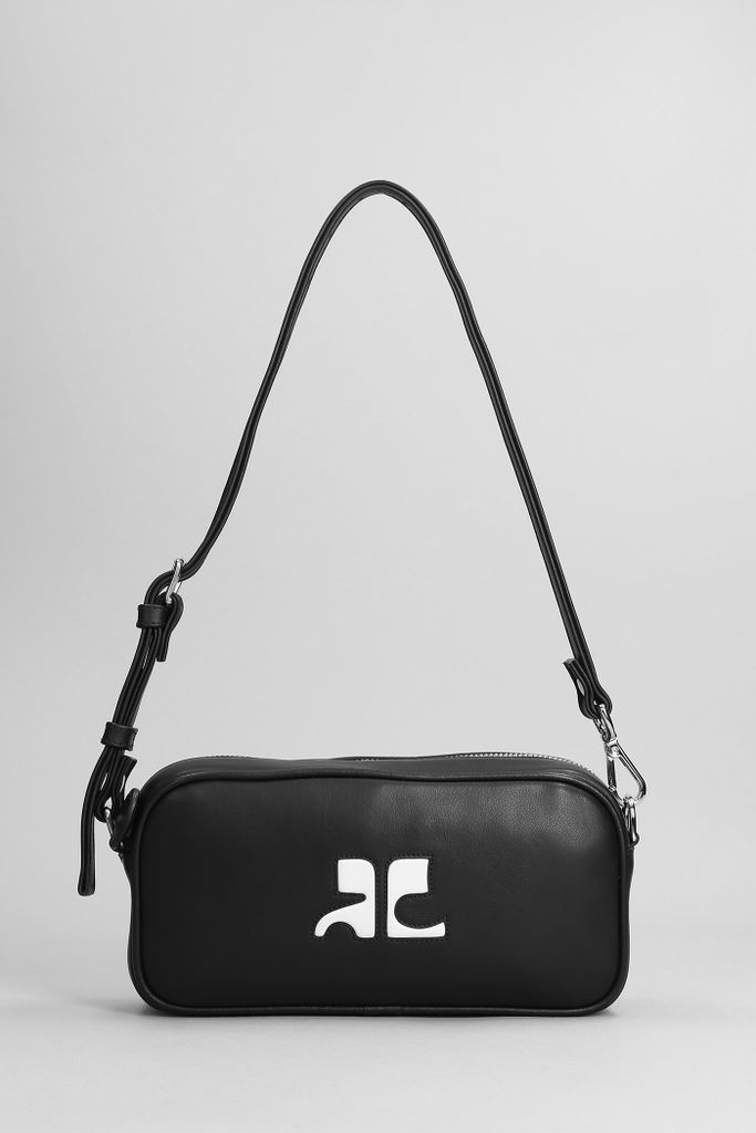 Baguette Camera Cuir Shoulder Bag In Black Leather