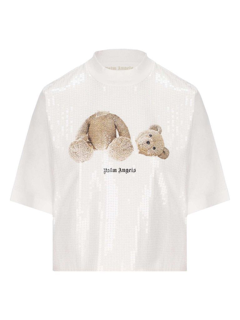Bear Printed Sequin Embellished T-Shirt