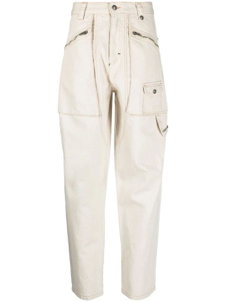 Beige Cotton-Hemp Blend Trousers