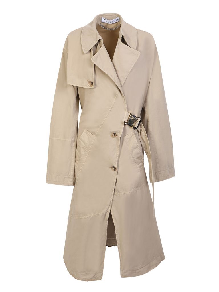 Beige Twisted Trench Coat