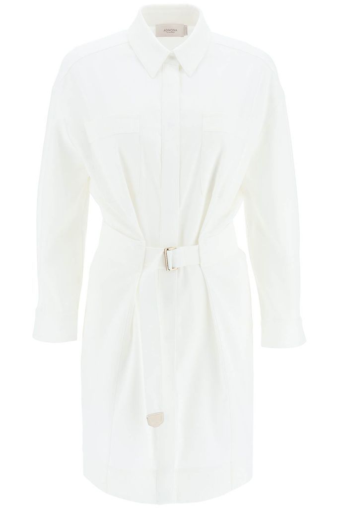 Belted Twill Shirt Dress