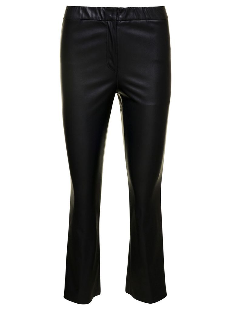 Black Blossom Eco-Leather Pants In Polyester Woman